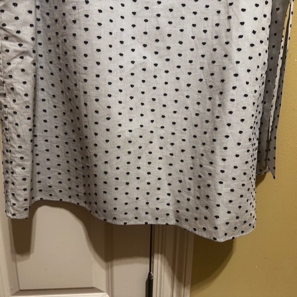 Banana Republic Swiss Dot Off Shoulder Dress Navy Blue Dots Belt Sz M Tall - Picture 6 of 15